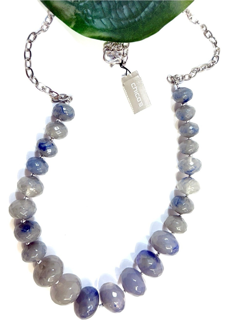 Chico’s NWT Blue Faceted Bead Statement Necklace